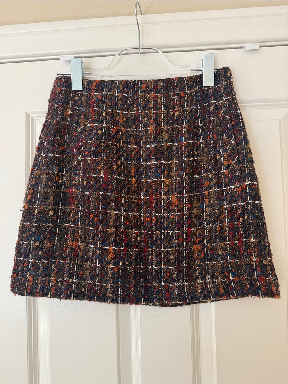 Veronica Beard Brown Multicolor Tweed A-Line Mini Skirt